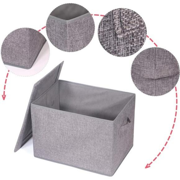 2 pack large foldable fabric storage bins with lids closet clothes organizer box - Picture 4 of 8